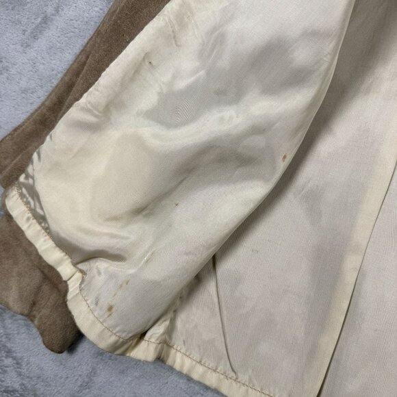 Vintage Suede Leather Jacket Open Front Western Tan Distressed Sz 12 Argentina - Picture 11 of 12